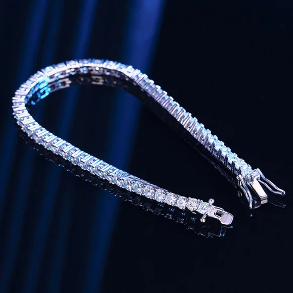 18k gold diamond tennis bracelet - Picture 3 of 11